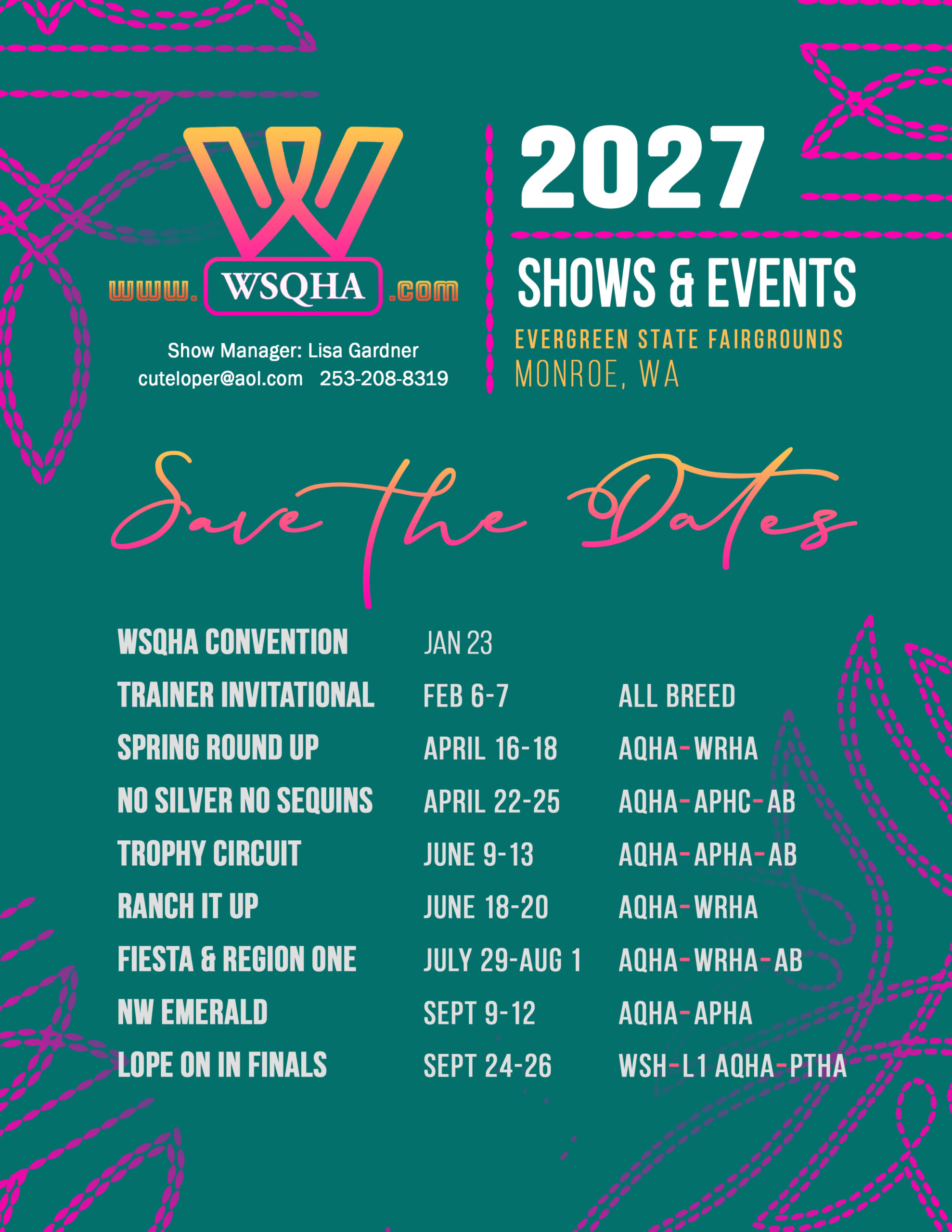 wsqha events and shows 2027 calendar